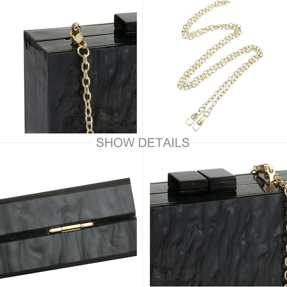Acrylic Clutch Purses for Women with Marbling Purses and Handbags Elegant Banque - Picture 4 of 7